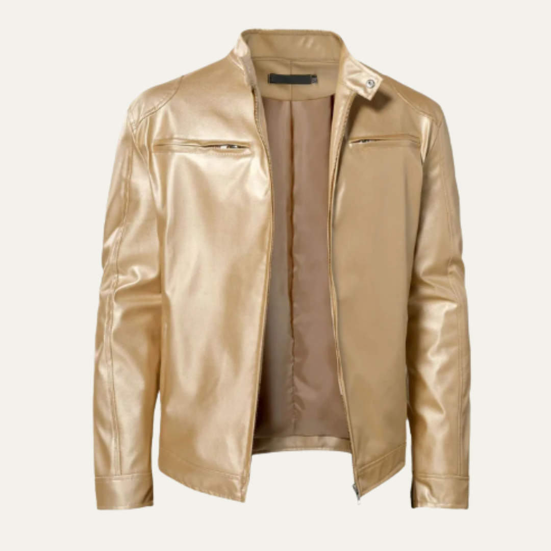 The Ashbury Men’s Vintage Faux Leather Biker Zip Up Jacket