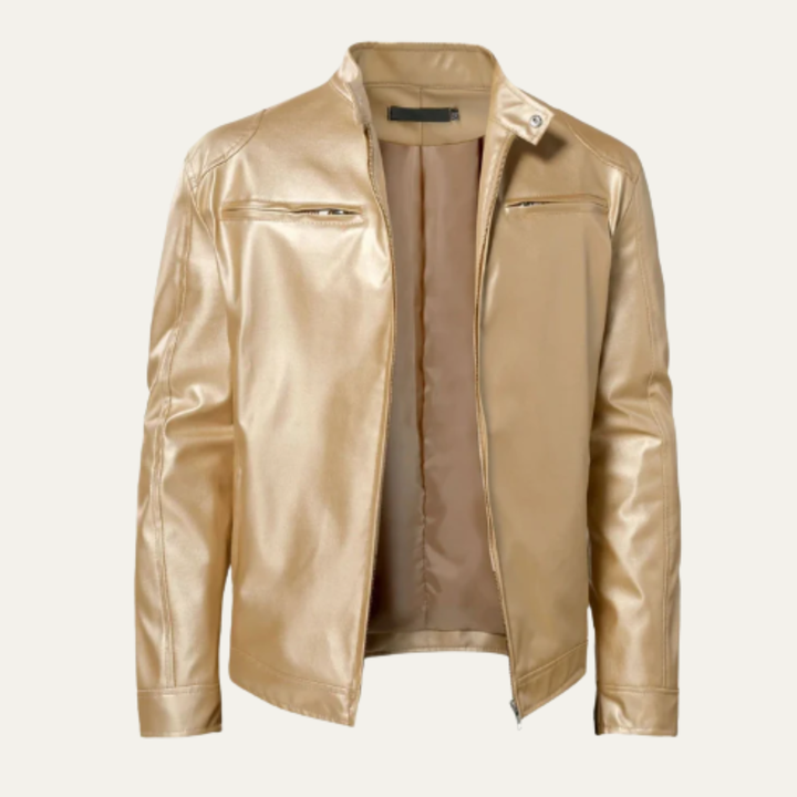 The Ashbury Men’s Vintage Faux Leather Biker Zip Up Jacket