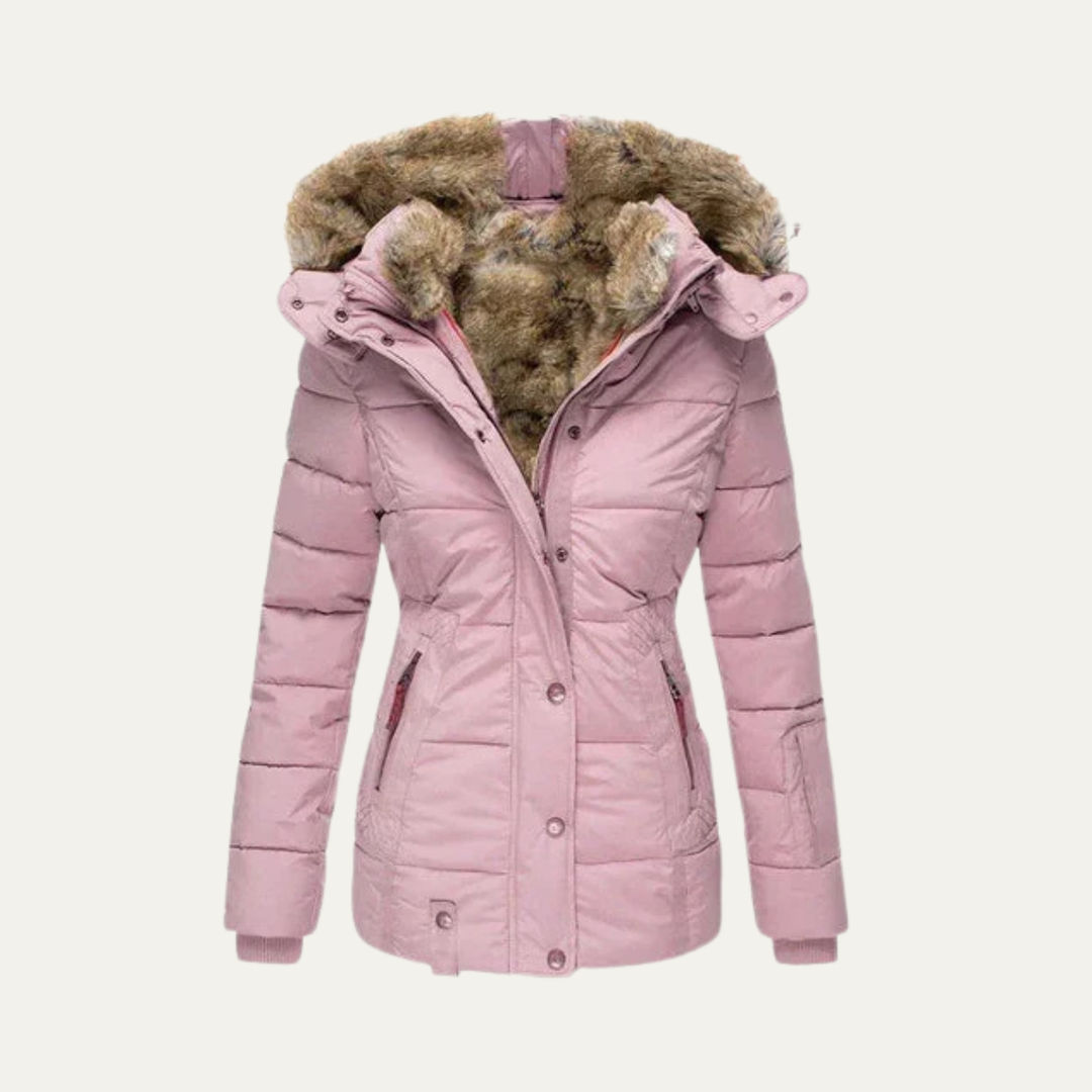 Women's Faux Fur Hooded Winter Jacket – Warm Quilted Puffer Coat