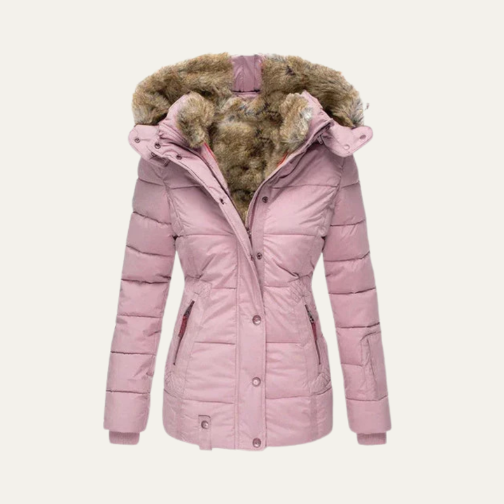 Women's Faux Fur Hooded Winter Jacket – Warm Quilted Puffer Coat