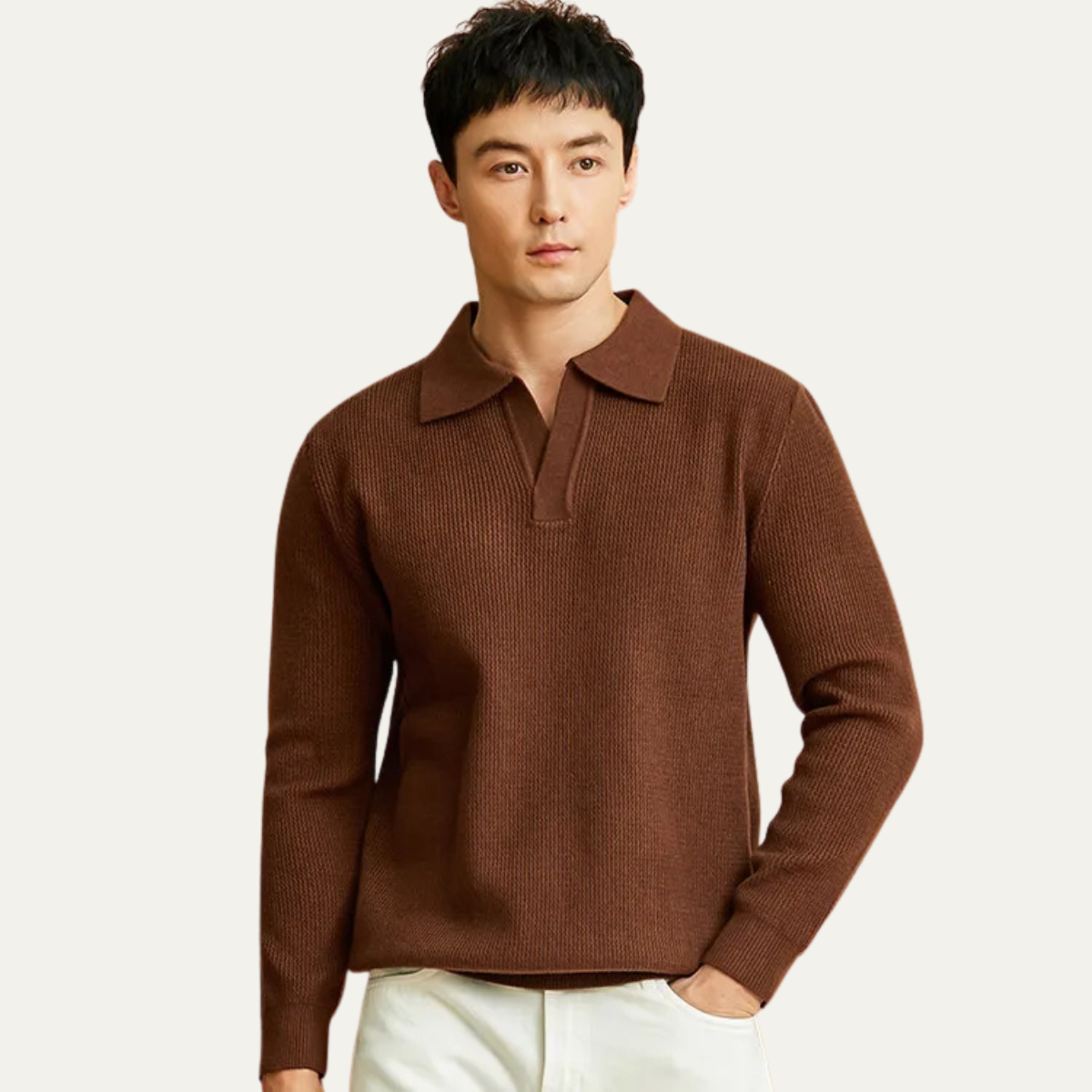 The Moncalvo Men’s Cashmere Knit Shirt Collar Sweater