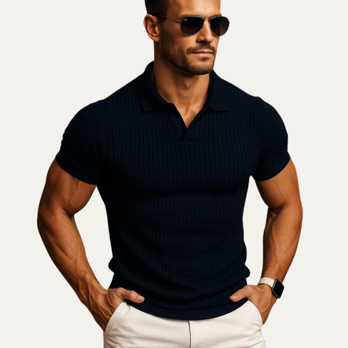 The Ghedi Men's Knit Short Sleeve Polo