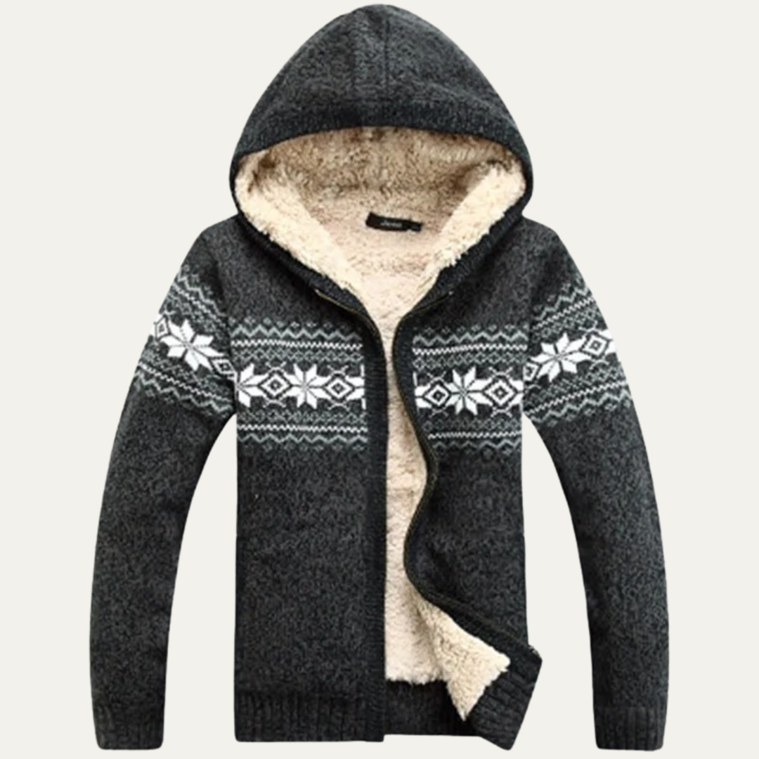 The Porto Azzurro Men’s Knit Zip Up Jacket with Nordic Pattern