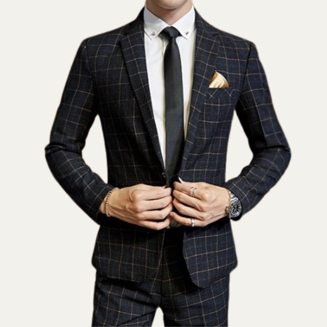 The Padova Men’s Plaid 3 Piece Suit – Slim Fit Blazer Vest and Pants