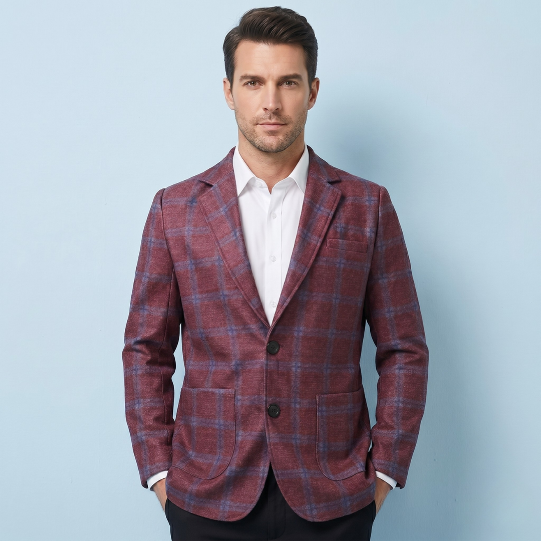 The Willoughby Men’s Classic Tailored Fit Suit Plaid Blazer