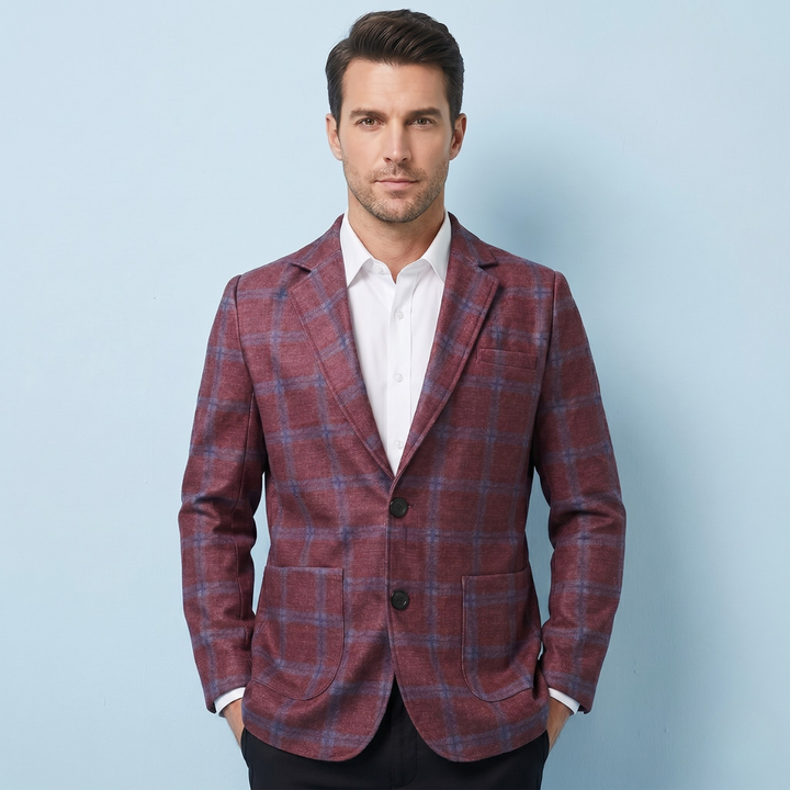The Willoughby Men’s Classic Tailored Fit Suit Plaid Blazer