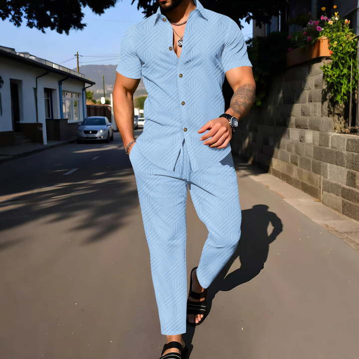 The Rosemont Men’s Shirt & Long Pants Two Piece Casual Set