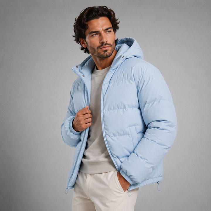 Men's Hooded Puffer Jacket - Waterproof Down Winter Coat