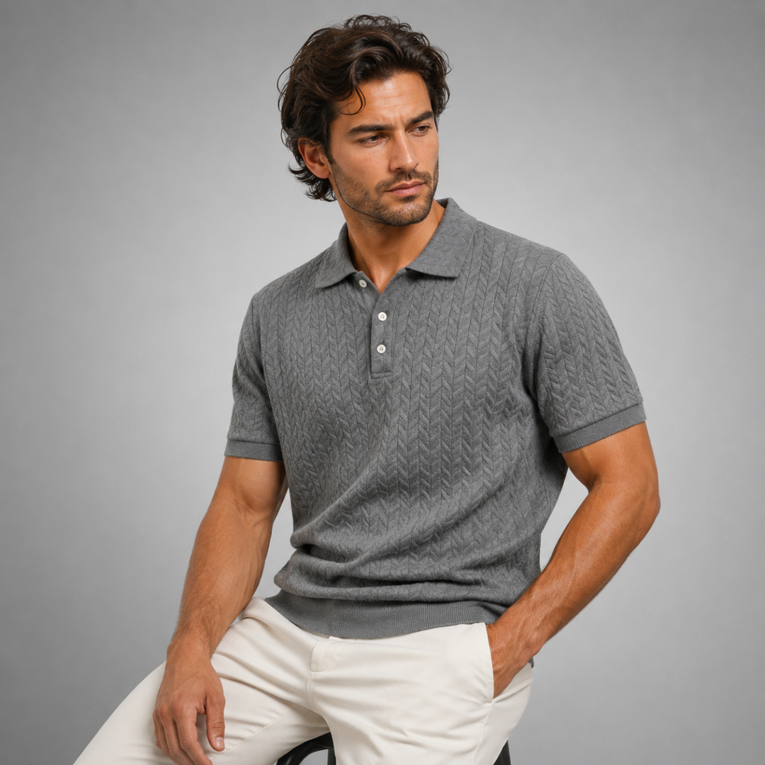 The Windlawn Men’s Casual Textured Summer Polo Shirt