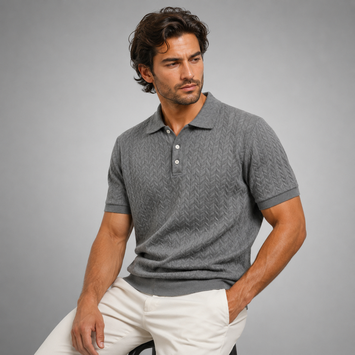 The Windlawn Men’s Casual Textured Summer Polo Shirt