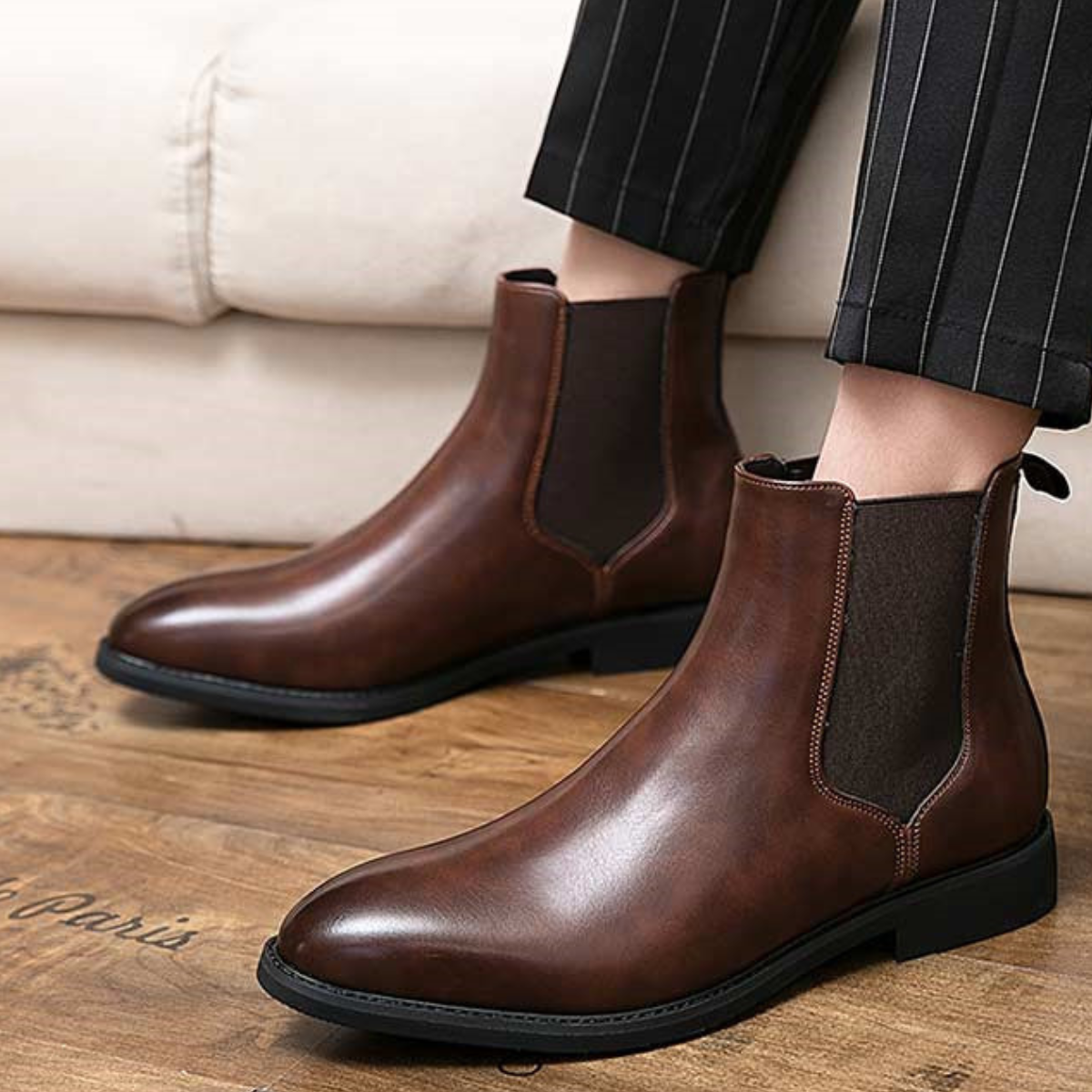 The Brookfall Men’s Elegant Leather Chelsea Dress Boots