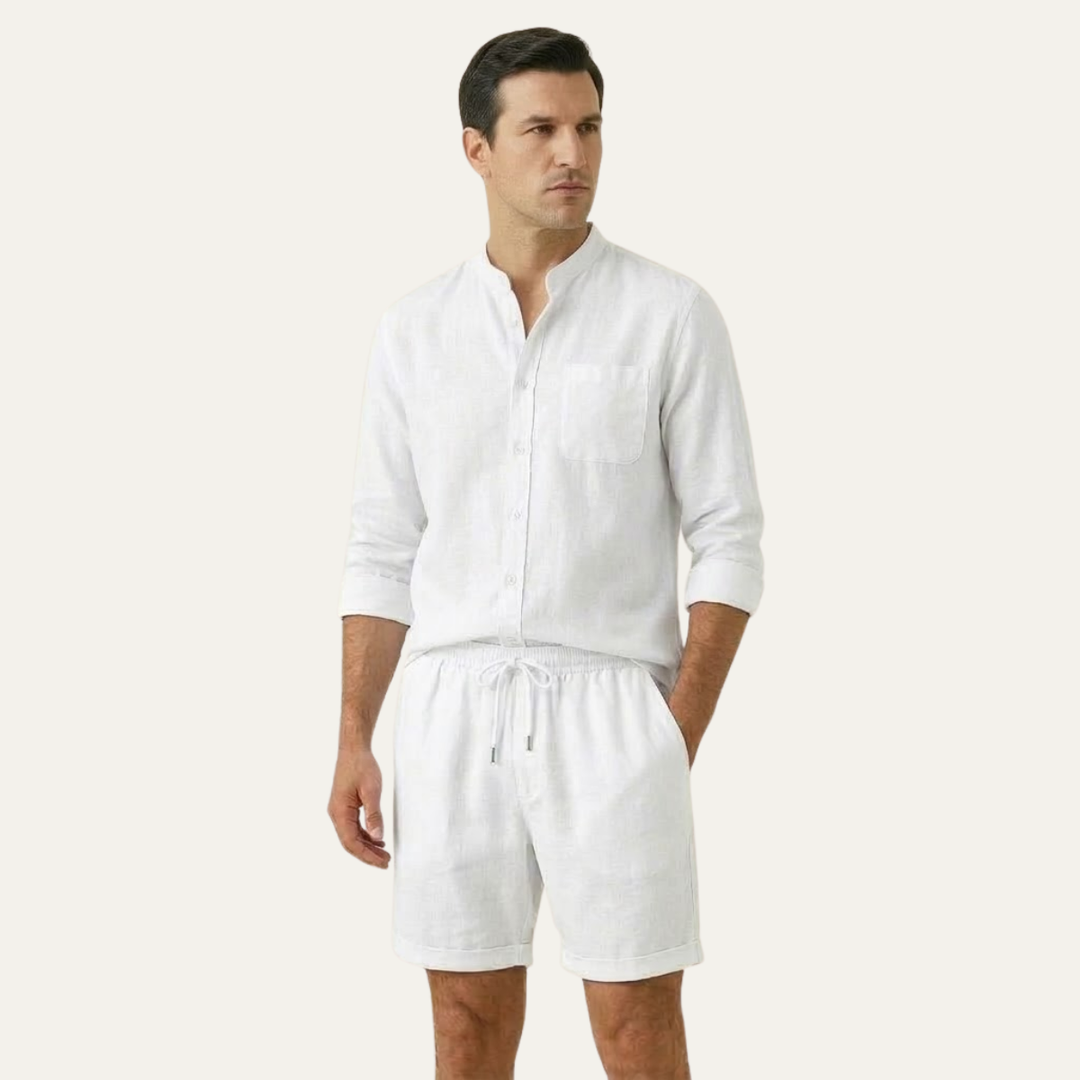 The Glenbrook Park Men’s Cotton Linen Set – Shirt & Shorts