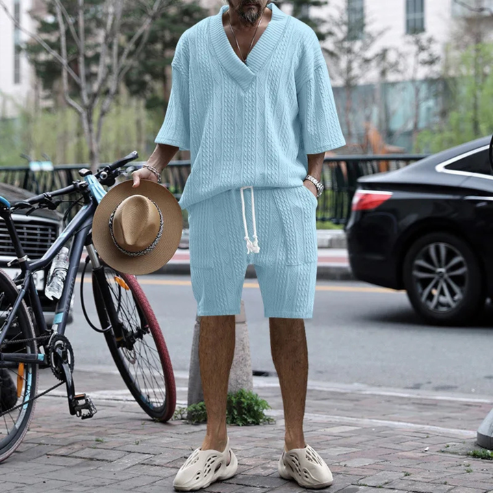 The Redwood Park Men’s Light Summer Knitted Set – Polo Shirt & Short