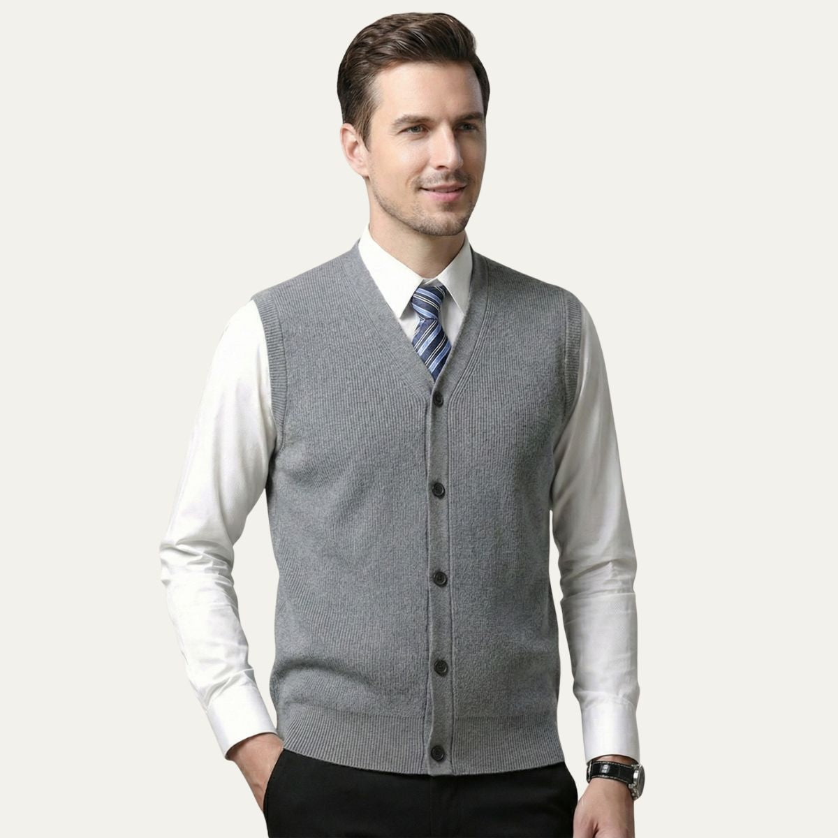 The Castellammare Men’s Smart Button Knit Waistcoat Sweater Vest