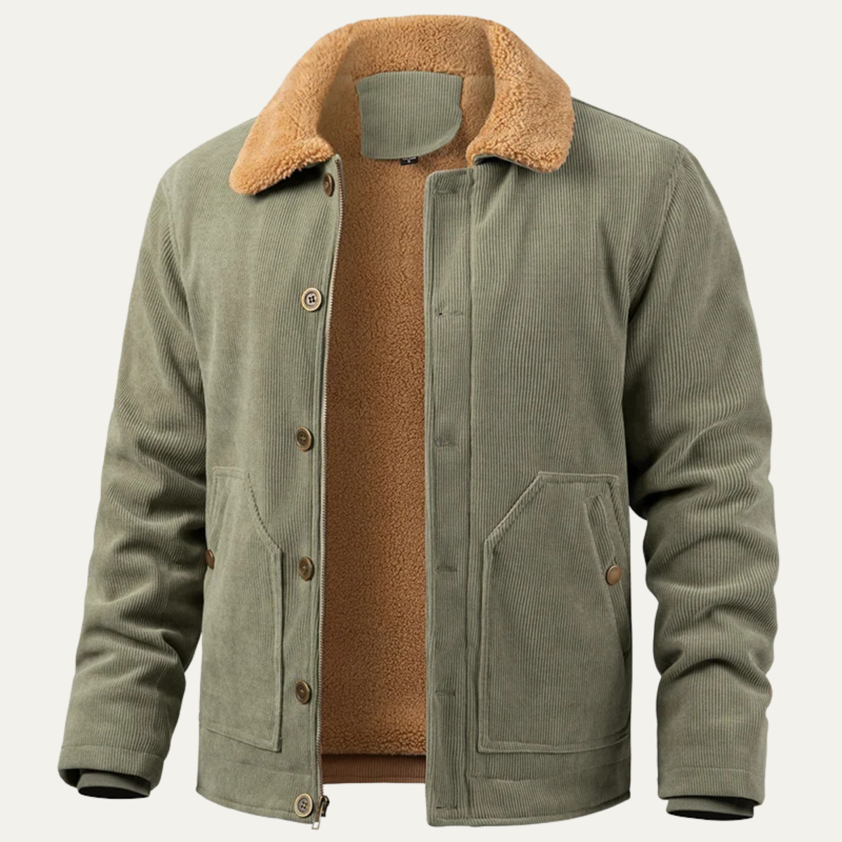 The Aventino Men’s Winter Corduroy Sherpa Button Up Jacket
