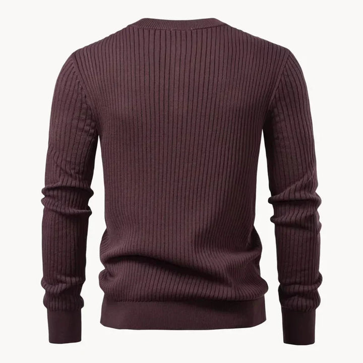 The Taormina Men's Ribbed Henley Knit Sweater