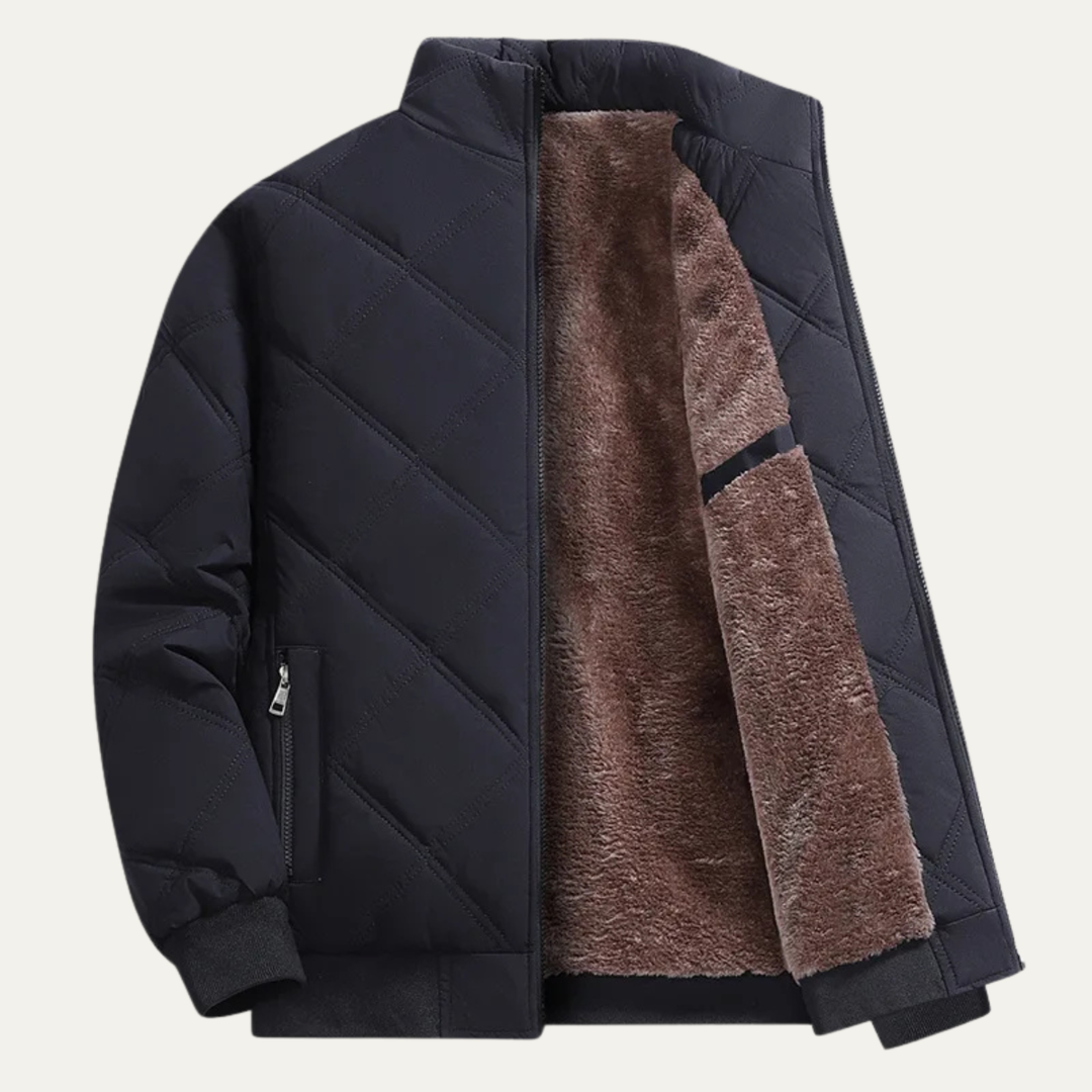 The Bormio Men’s Warm Diamond Pattern Stand Collar Coat