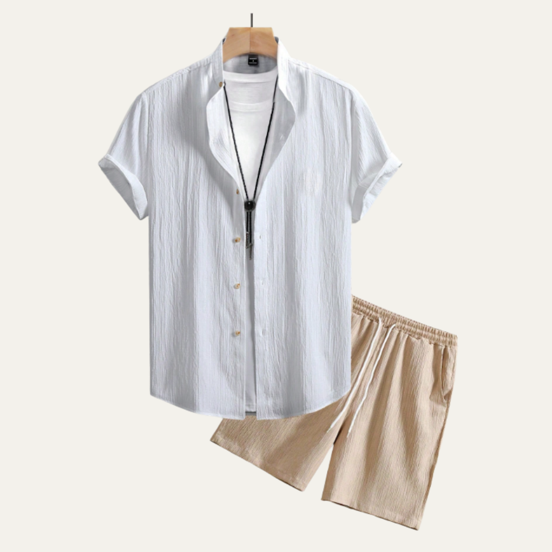 The Oakview Ridge Men’s Trendy Co Ord Set – Button Up Shirt & Drawstring Shorts