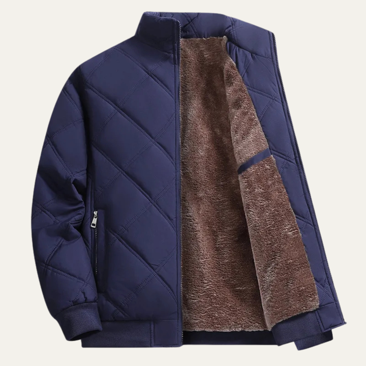The Bormio Men’s Warm Diamond Pattern Stand Collar Coat