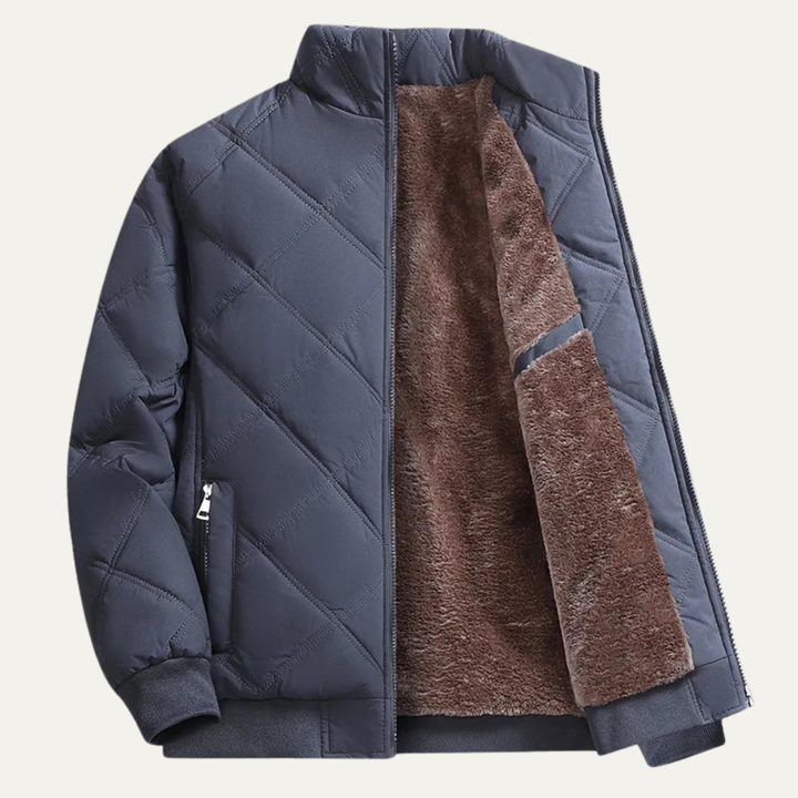 The Bormio Men’s Warm Diamond Pattern Stand Collar Coat