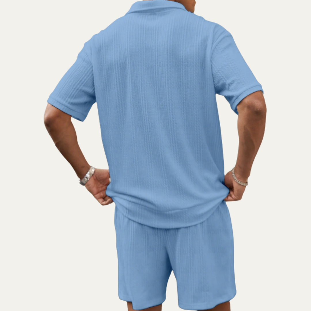 The Fairview Lane Men’s Solid Color Casual Set – Polo Shirt & Shorts