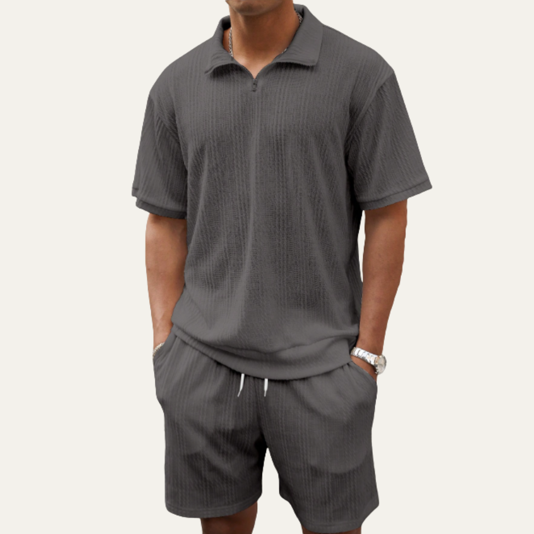 The Fairview Lane Men’s Solid Color Casual Set – Polo Shirt & Shorts