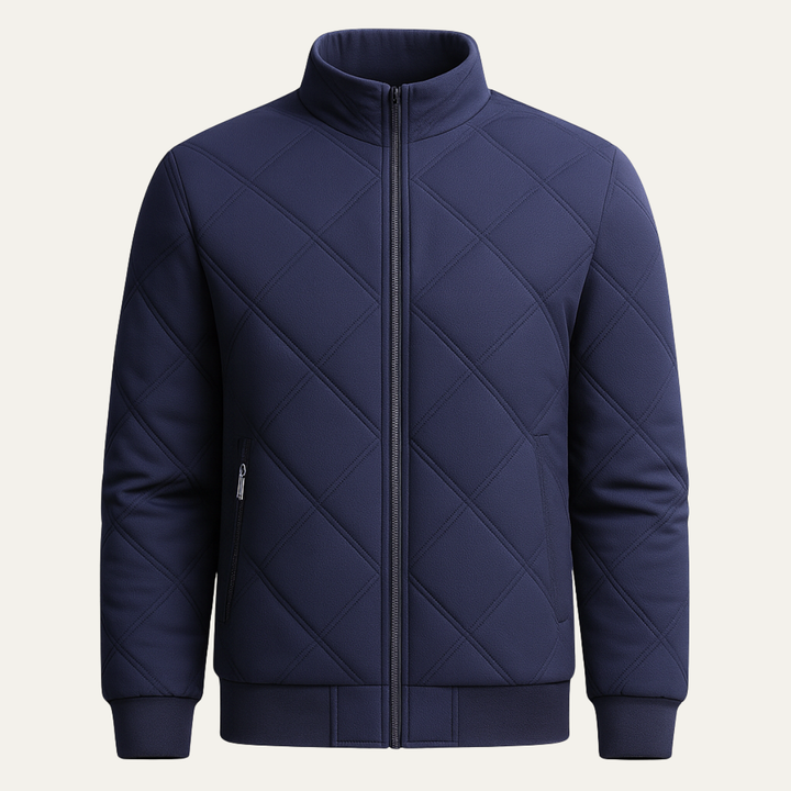 The Bormio Men’s Warm Diamond Pattern Stand Collar Coat