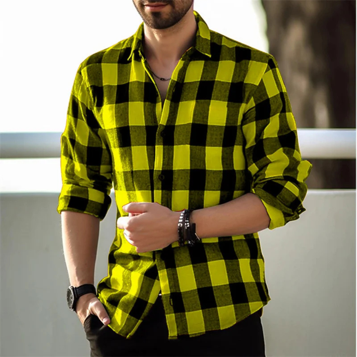 The Como Lago Men’s Casual Plaid Button-Up Shirt
