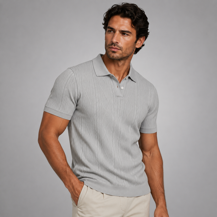 The Willowstone Ridge Men’s Textured Button Up Trendy Polo Shirt