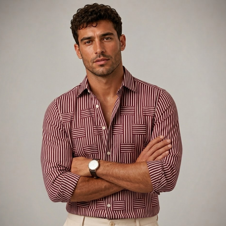The Dunhill Men’s Lightweight Striped Wrinkle Resistant Shirt
