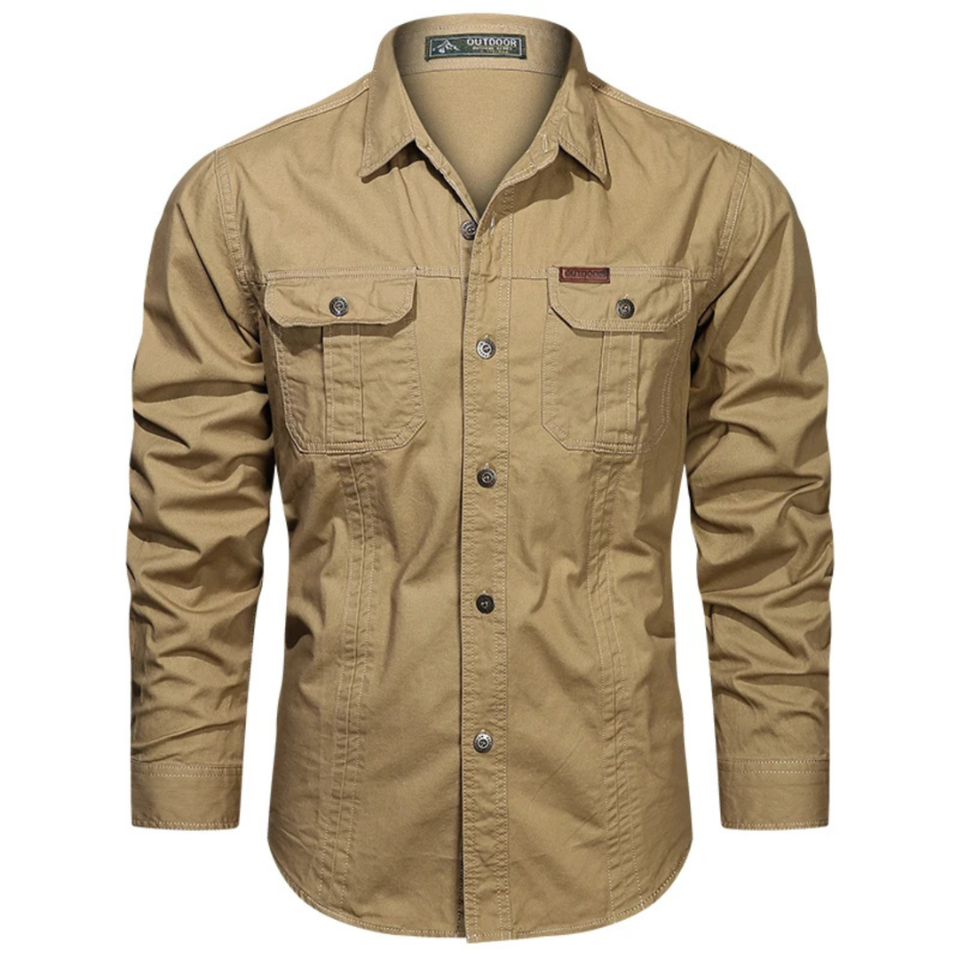 The Monza Men's Casual Button Up Cotton Cargo Shirt