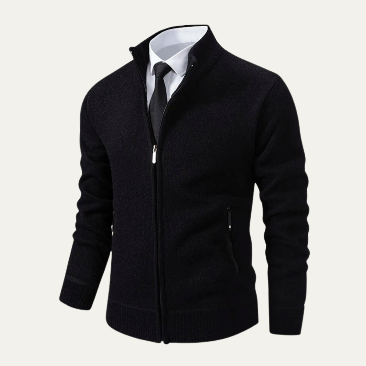 The Inverness Men’s Elegant Knit Zip Cardigan with Pockets