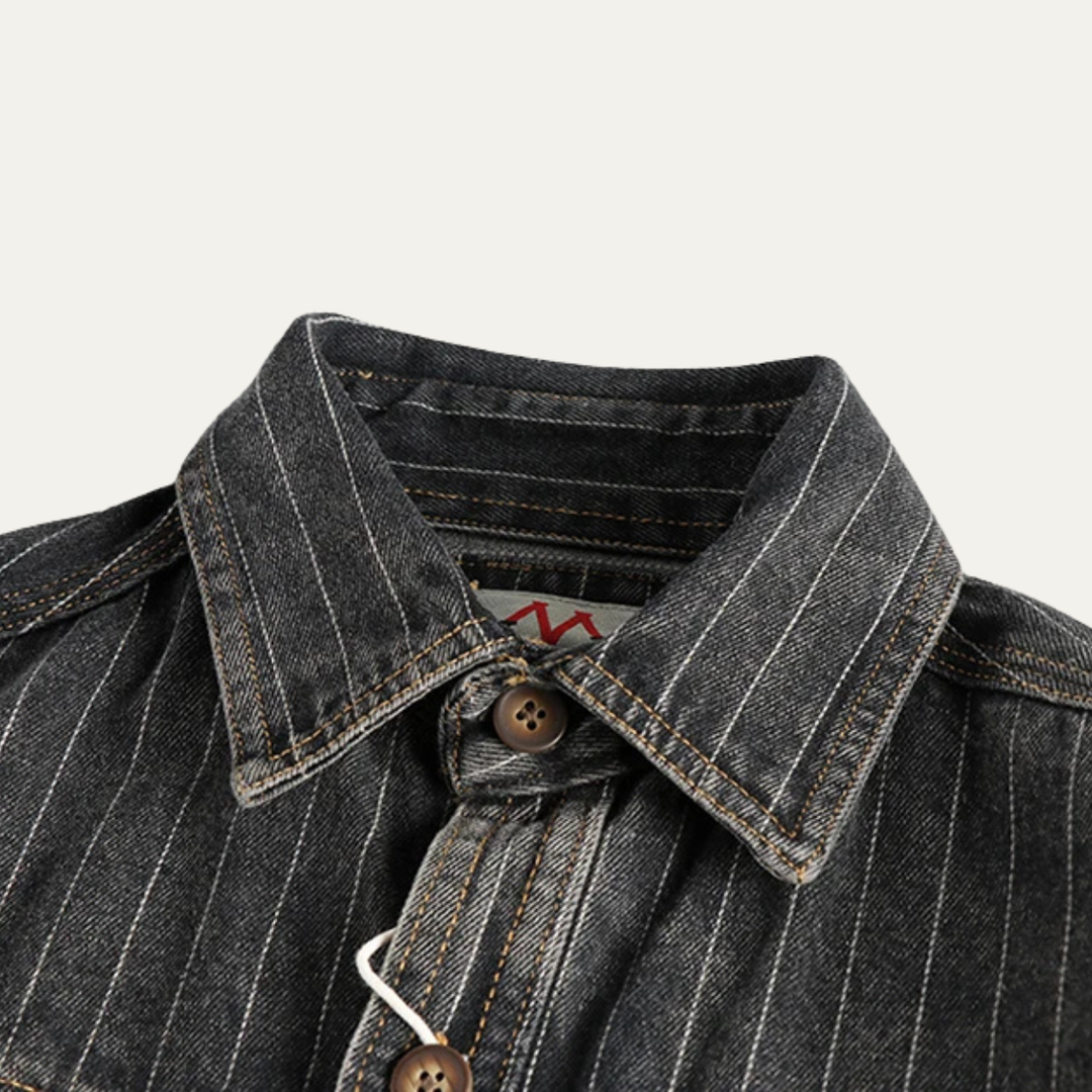 The Ridgecrest Hill Men’s Vintage Striped Denim Shirt