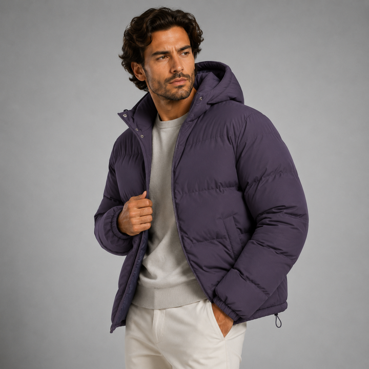Men's Hooded Puffer Jacket - Waterproof Down Winter Coat