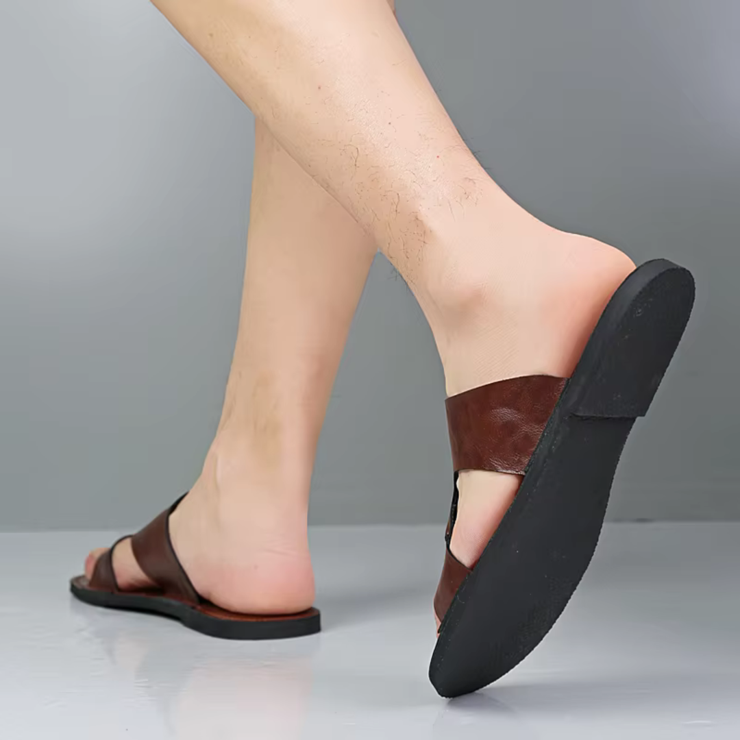 The Greenwich Men’s Leather Comfort Slide Sandals