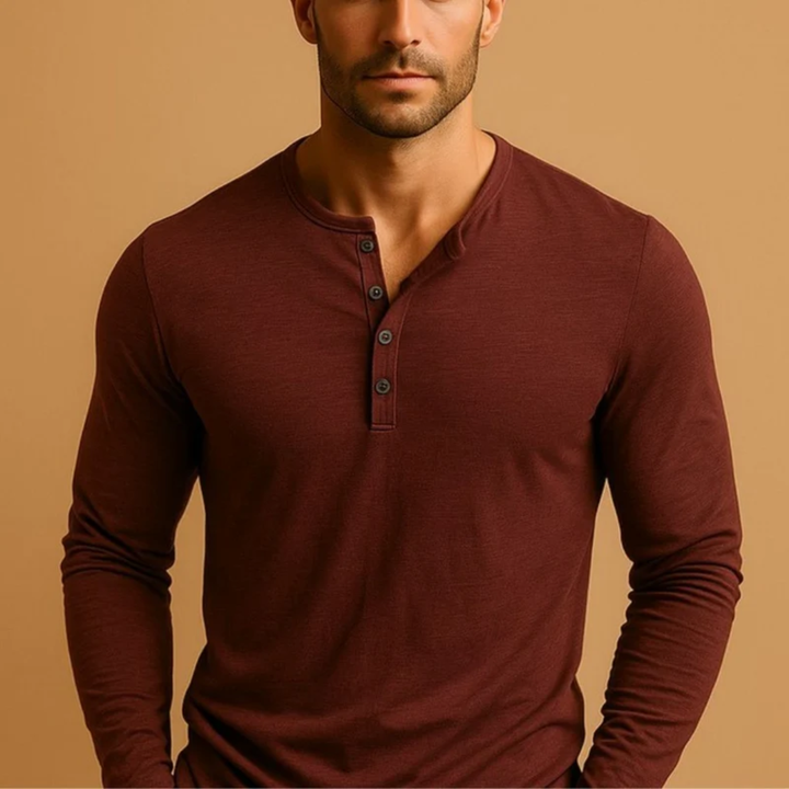 The Brisbane Men's Slim Fit Button Neck Cotton Shirt