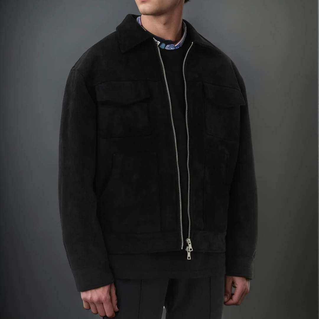 The Willowford Men's Stylish Casual Zip Up Biker Suede Jacket