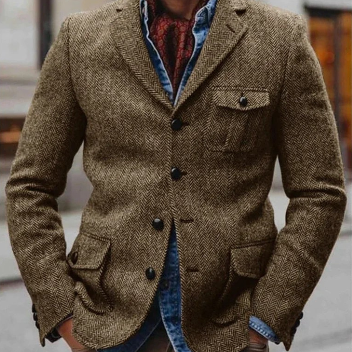 The Essen Men’s Herringbone Single Breasted Tweed Blazer