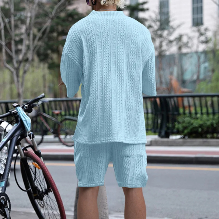 The Redwood Park Men’s Light Summer Knitted Set – Polo Shirt & Short