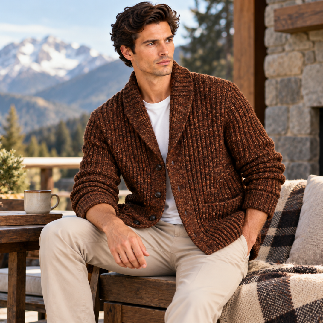 The Montpellier Men’s Chunky Knit Shawl Collar Cardigan