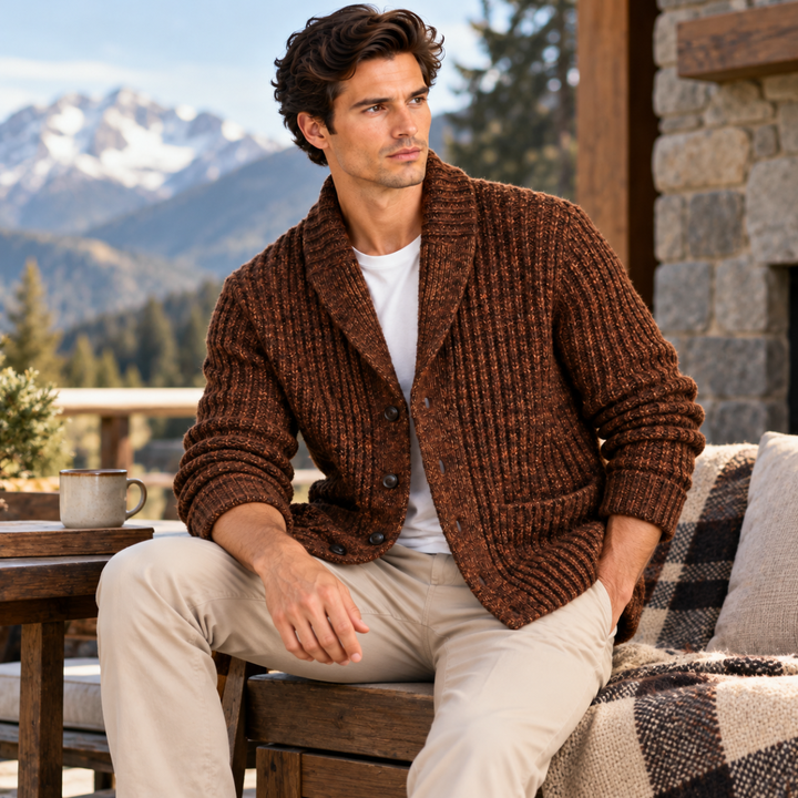 The Montpellier Men’s Chunky Knit Shawl Collar Cardigan