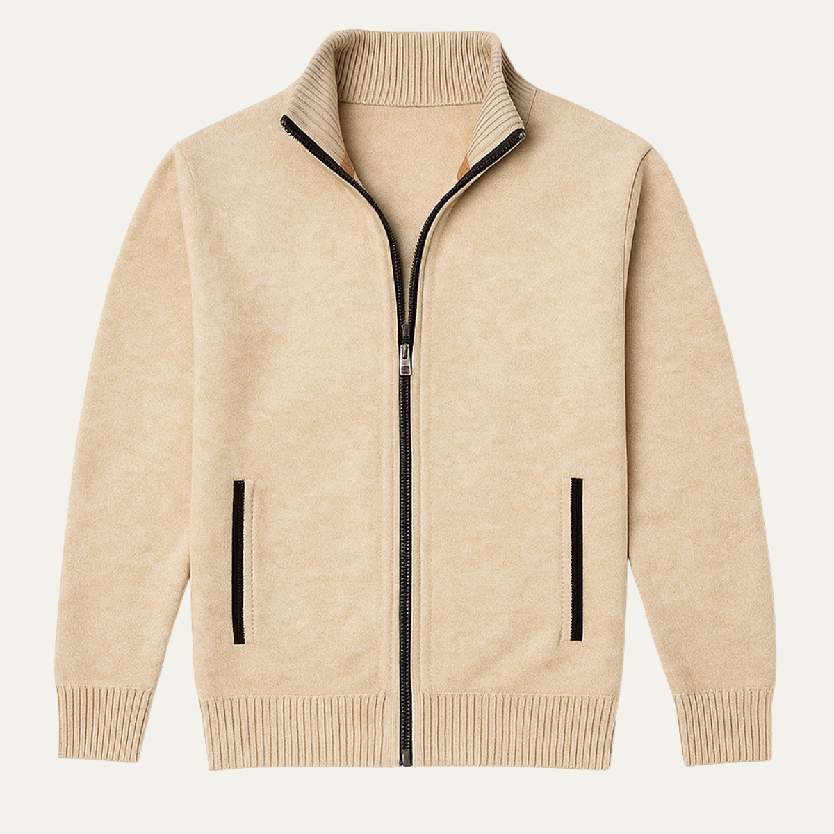 The Glenwood Men’s Classic Knitted Zip Cardigan with Stand Collar