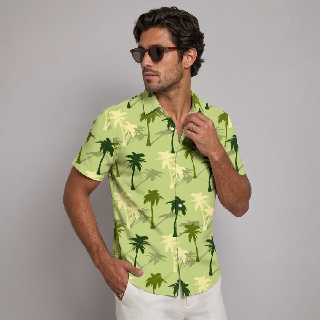 The Pinebrook Hill Men’s Tropical Coconut Print Hawaiian Beach Shirt