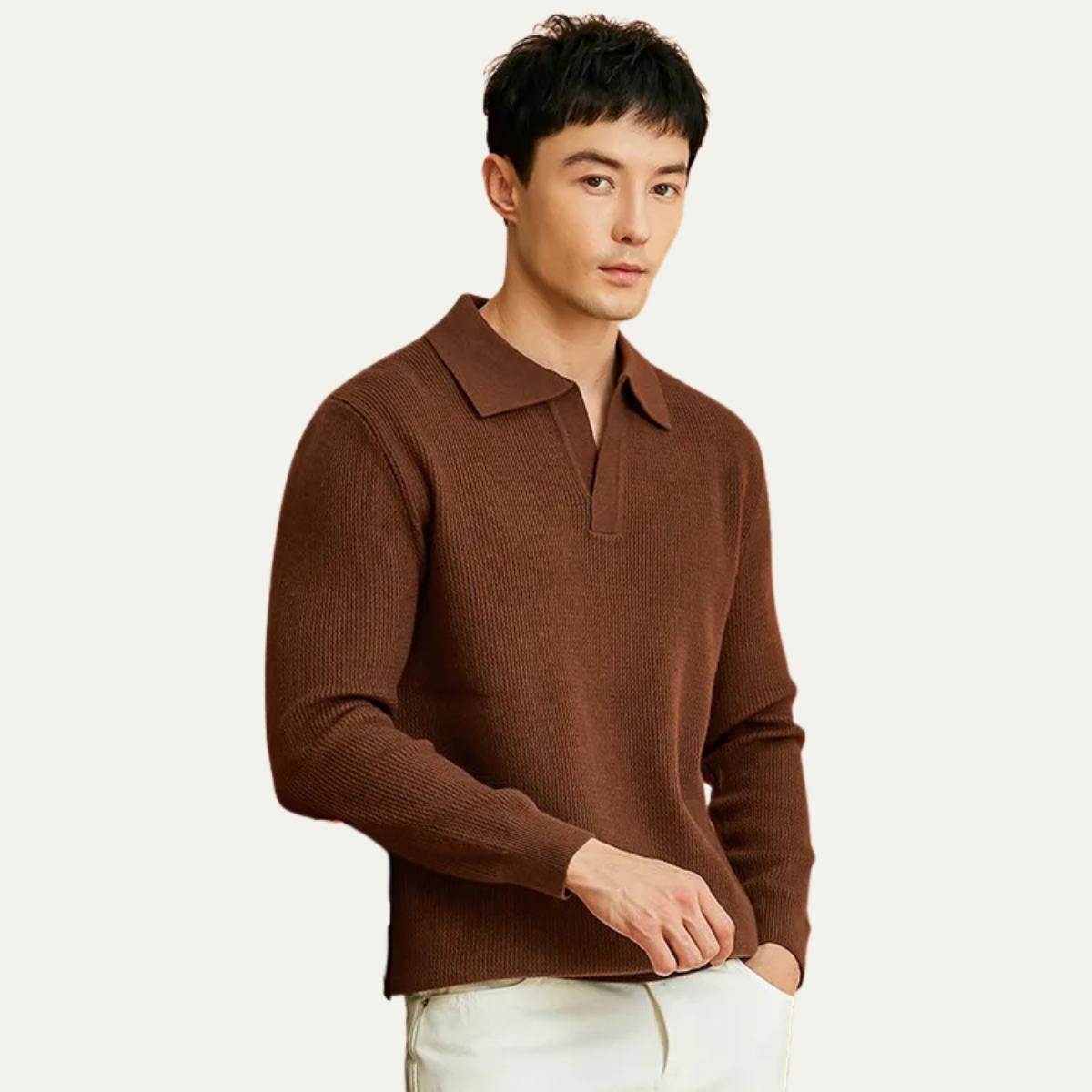 The Moncalvo Men’s Cashmere Knit Shirt Collar Sweater