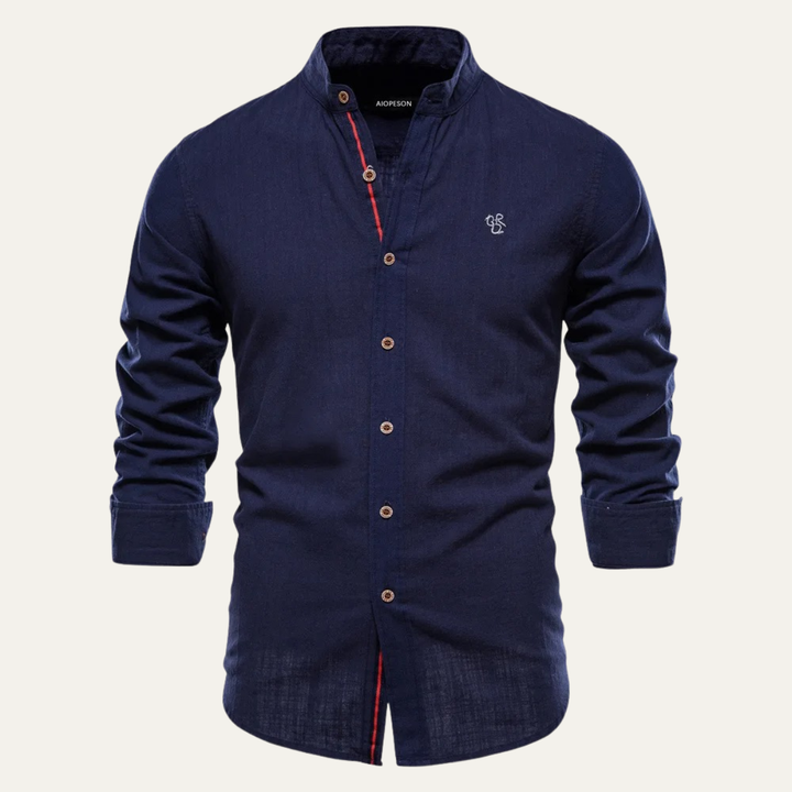 The Pineview Ridge Men’s Slim Fit Stand Collar Casual Shirt