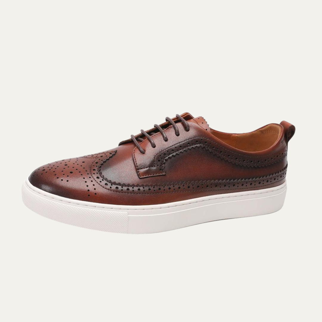 The Barcelona Men’s Cowhide Leather Brogue Sneakers