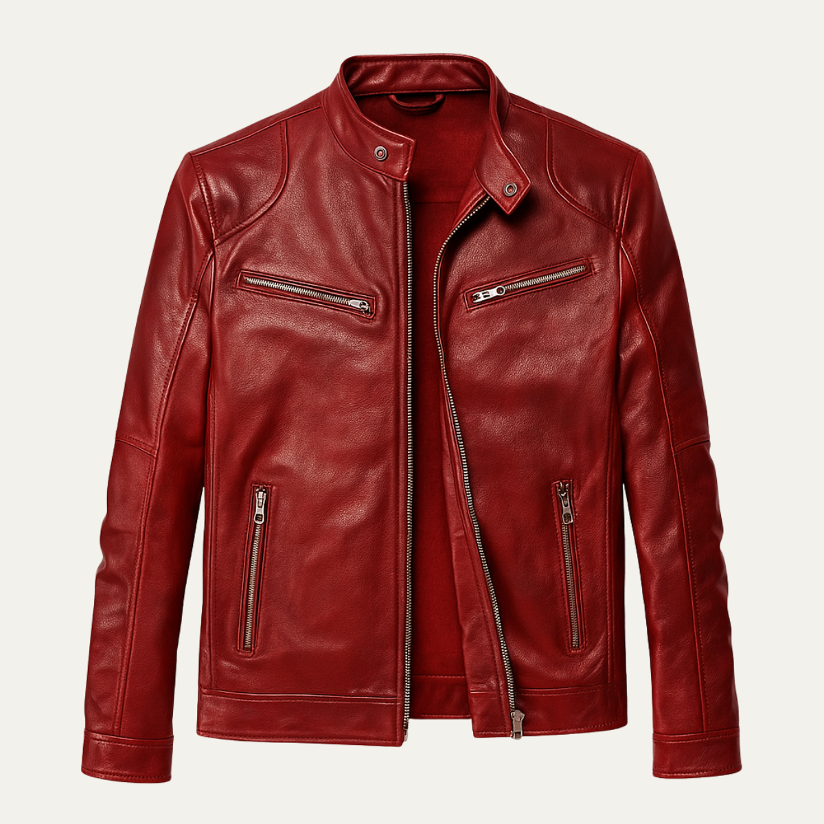 The Ashbury Men’s Vintage Leather Biker Zip Up Jacket