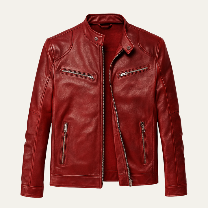 The Ashbury Men’s Vintage Faux Leather Biker Zip Up Jacket