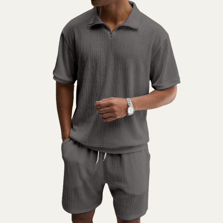 The Fairview Lane Men’s Solid Color Casual Set – Polo Shirt & Shorts