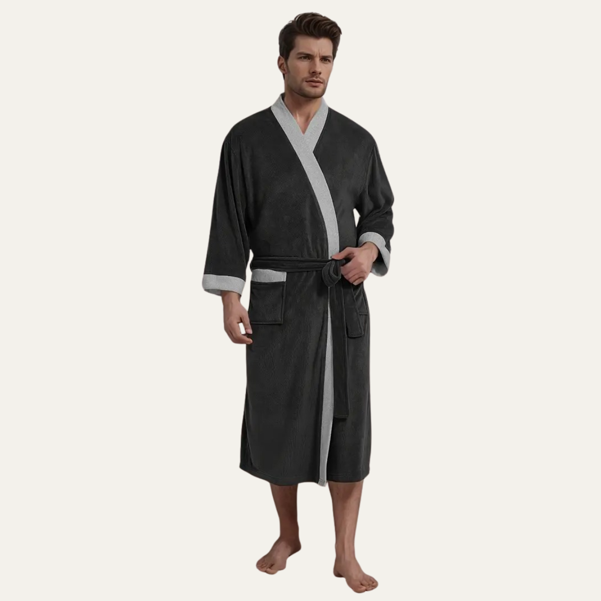The Dulwich Men's Elegant Kimono Lightweight Spa Bathrobe with Belt
